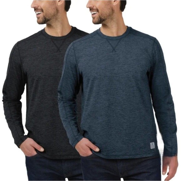 Rugged Elements Men's L Sueded Long Sleeve Crew Tee 2-pack Black & Blue - Picture 1 of 8